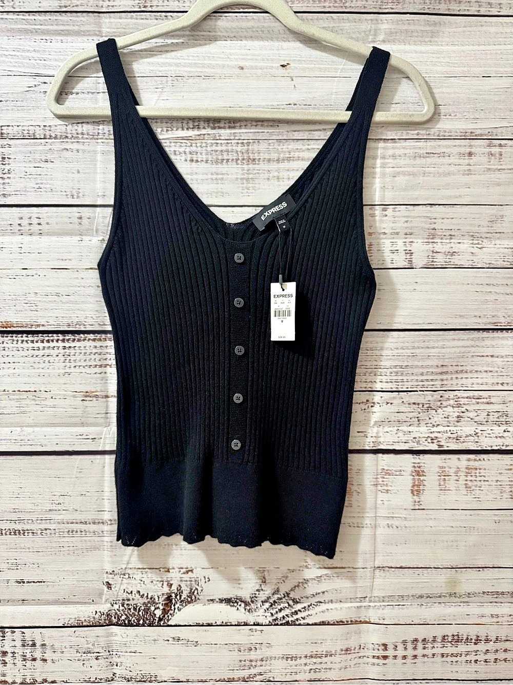 Express Black Cotton Ribbed Tank Top Size Medium NWT